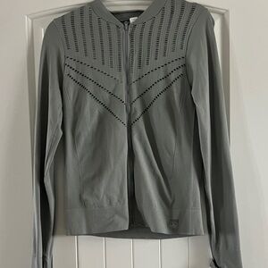 Marika Grey Perforated Bomber Jacket